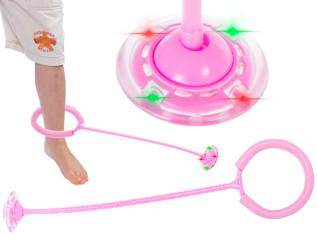 Hula-hop-na-noge-skakanka-pilka-swiecaca-LED-rozowa-1002841 Hula hop noha skákacia lopta svietiaca LED ružová – Obrázok 1