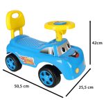 Úsmevné auto push ride s klaksónom modré – Obrázok 4