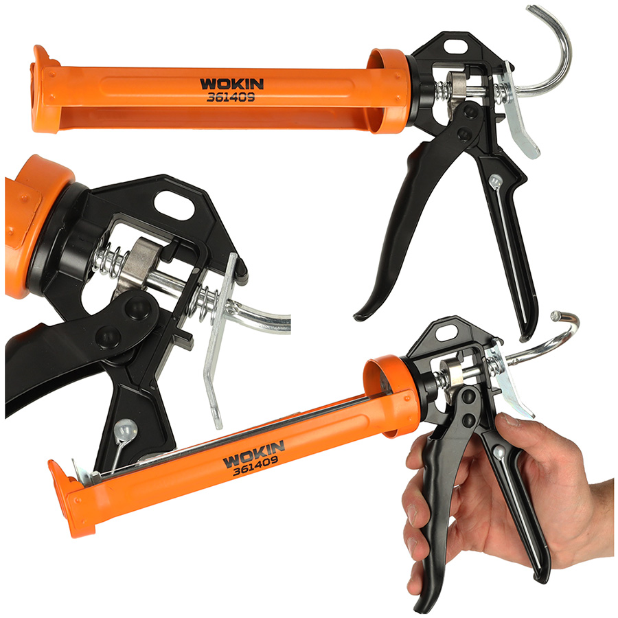 KX482091811 Stláčacia pištoľ WOKIN na silikónové akrylové lepidlá rotačné telo 360 255 mm – Obrázok 1