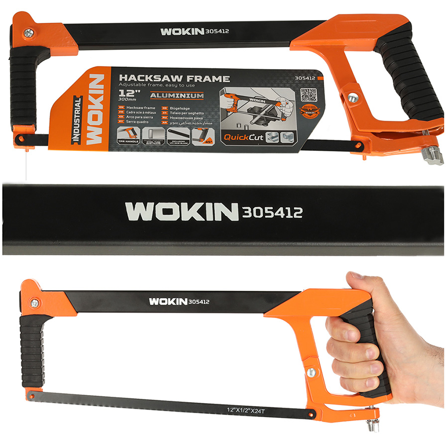 KX482591791 WOKIN ručná píla na kov s hliníkovou rukoväťou nastavenie čepele 300 mm – Obrázok 1