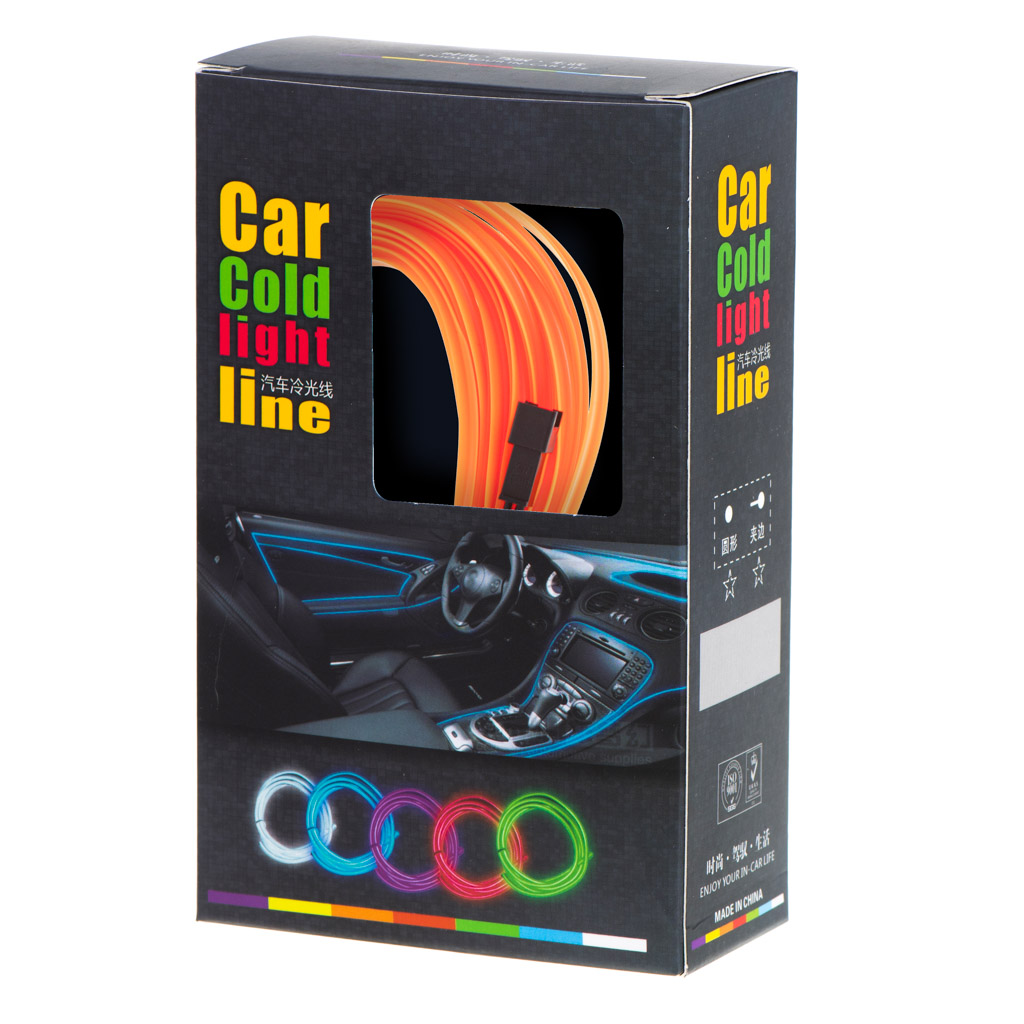 KX4955_383386 LED ambientné osvetlenie pre auto / auto USB / 12V páska 5m oranžová – Obrázok 1
