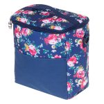 Termo taška na obed na plážový piknik 11L námornícka modrá s kvetmi – Obrázok 2