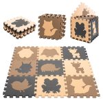 Detské penové puzzle 9el. béžovo-hnedá fólia