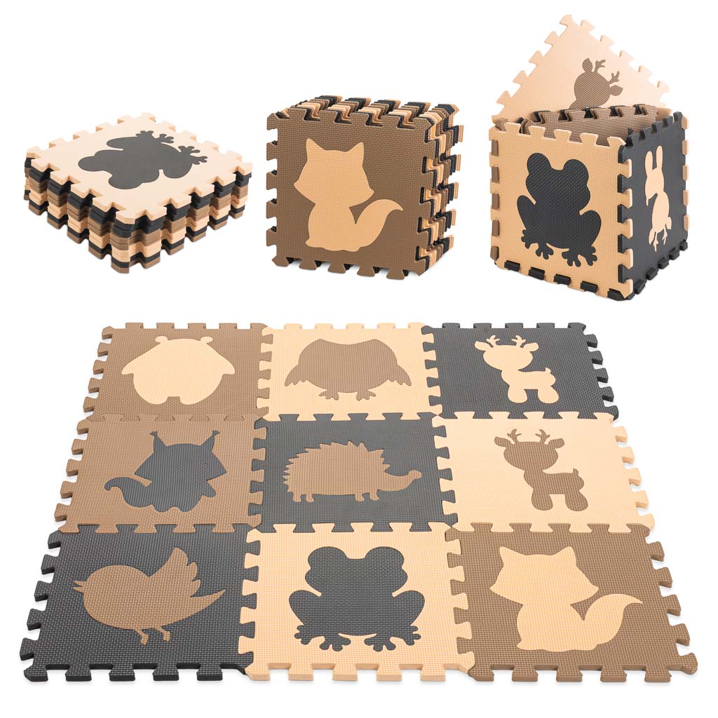 KX5209_1100200 Detské penové puzzle 9el. béžovo-hnedá fólia – Obrázok 1