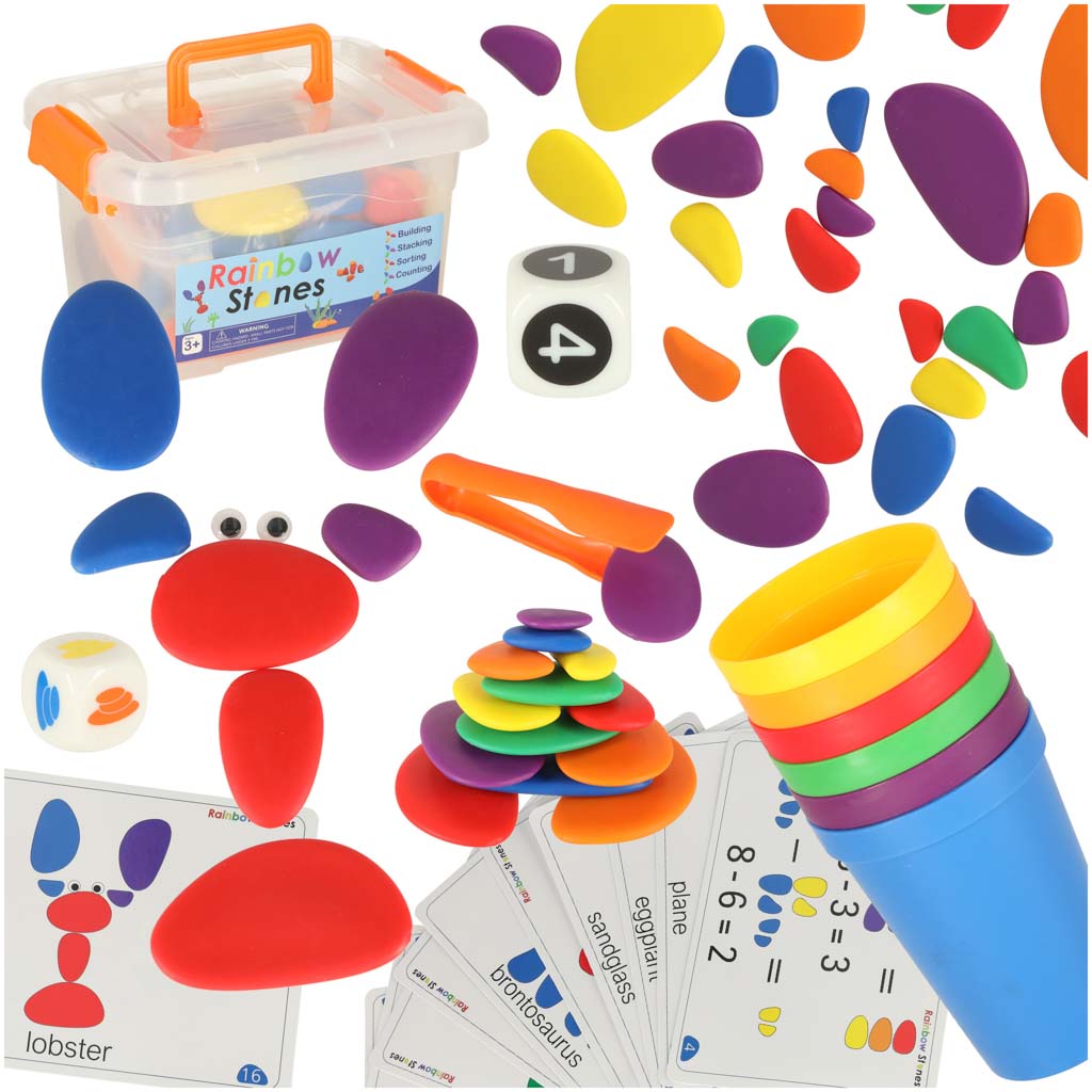 Kamyki-kreatywne-kolorowe-ukladanka-montessori-65-el-174984 Kreatívne kamienky farebné montessori puzzle – Obrázok 1