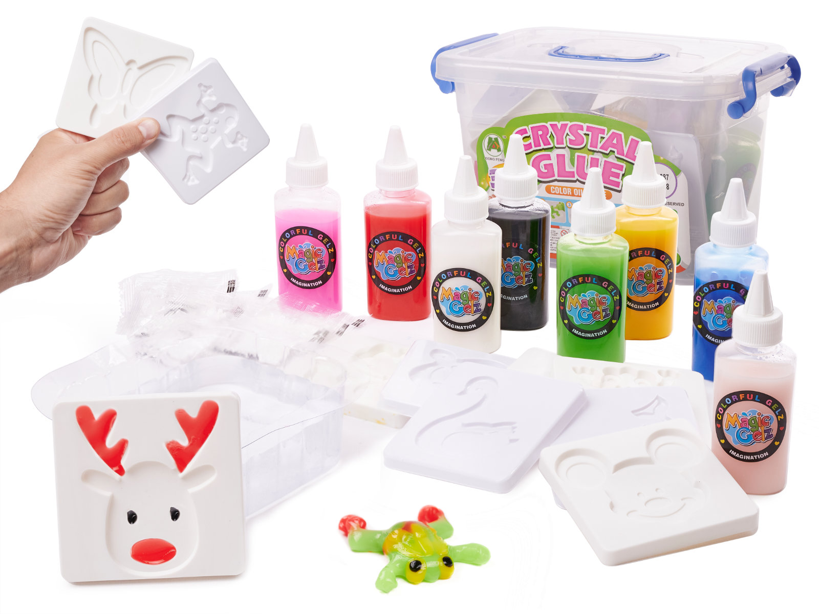 Klej-krysztalowy-3D-w-wiaderku-foremki-947091 Kľúčové kryštálové lepidlo slime 3D zestaw 26el. – Obrázok 1