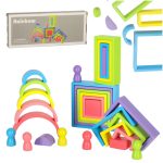 Dúhové montessori vzdelávacie drevené bloky