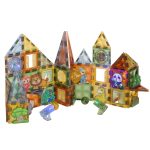 3D stavebné magnetické kocky svietiace park zvierat 90 el. – Obrázok 2