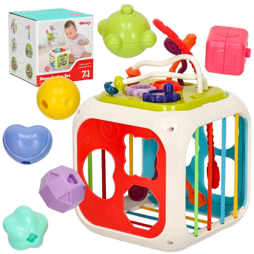 Kostka-edukacyjna-sorter-cymbalki-7w1-Bibi-inn-159576 Interaktívny vzdelávací triedič kociek pre bábätká cimbal 7v1 – Obrázok 1