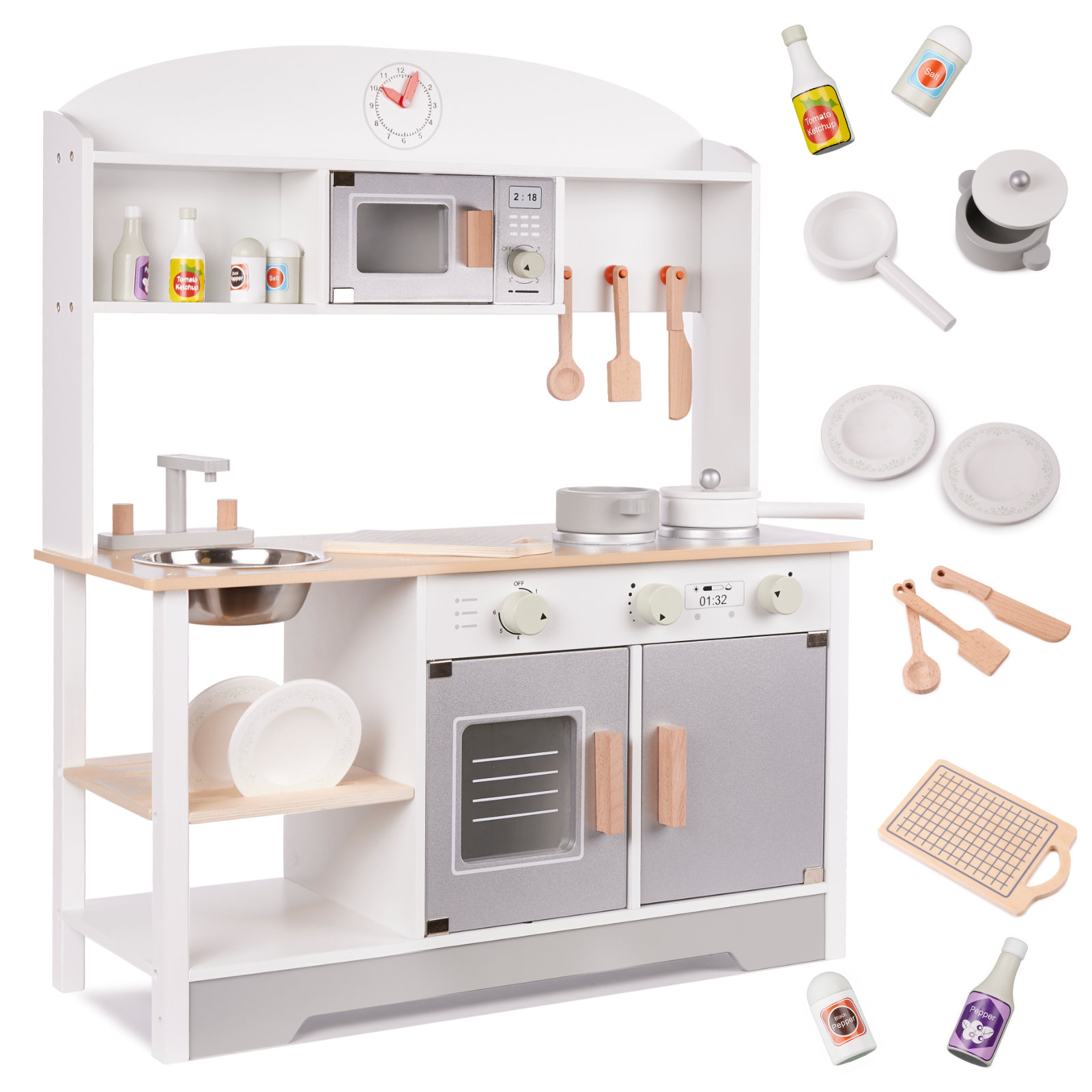 Kuchnia-drewniana-MDF-MODERN-CLASSIC-akcesoria-909952 Detská drevená kuchynka MDF MODERN CLASSIC+ príslušenstvo – Obrázok 1