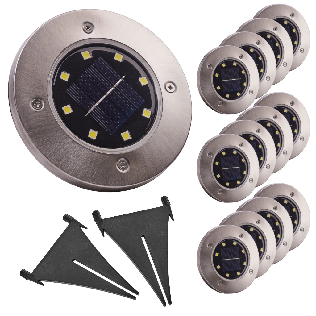 KX5255 Lampa solarna ogrodowa LED najazdowa gruntowa 12szt 1-2 Solárna záhradná LED lampa 12ks – Obrázok 1