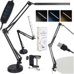 LED stolová lampa USB otočné rameno 2 spôsoby upevnenia