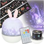 Nočné svetlo LED hviezdneho projektora USB otočné 6 motívov diaľkové ovládanie králik