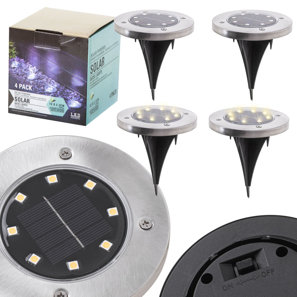 Lampy-ogrodowe-solarne-najazdowe-gruntowe-8LED-4szt-zimny-bialy-132811 Pozemné solárne záhradné osvetlenie 8LED 4ks studená biela – Obrázok 1
