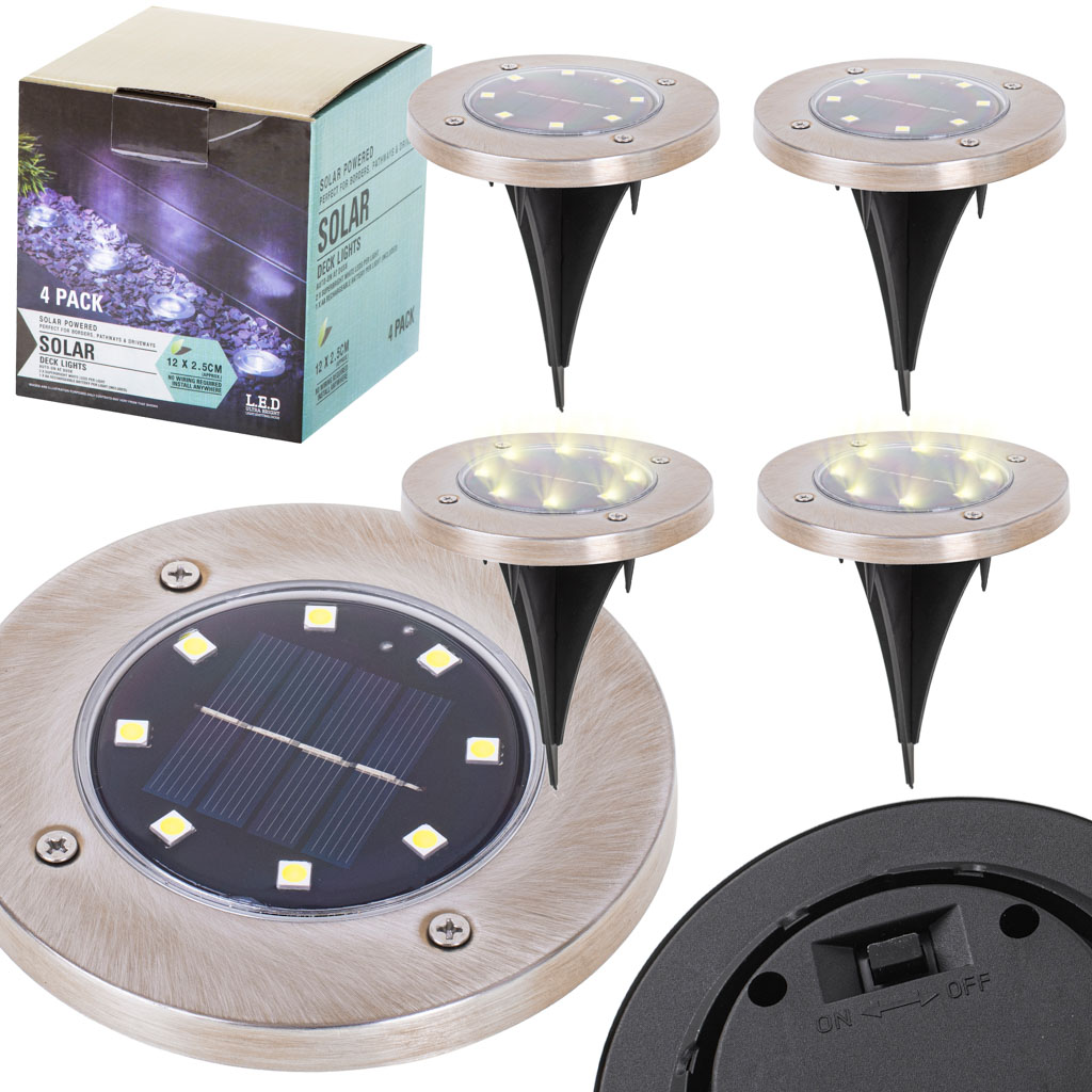 Lampy-solarne-gruntowe-najazdowe-ogrodowe-8LED-4szt-cieply-bialy-132804 Solárne pozemné záhradné stropné svietidlá 8LED 4ks teplá biela – Obrázok 1