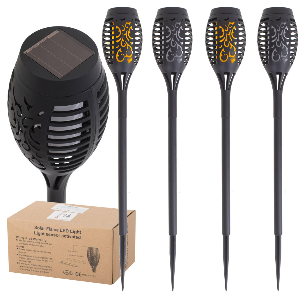 Lampy-solarne-ogrodowe-pochodnie-12LED-4szt-132829 Solárne záhradné svietidlá 12LED 4ks. – Obrázok 1