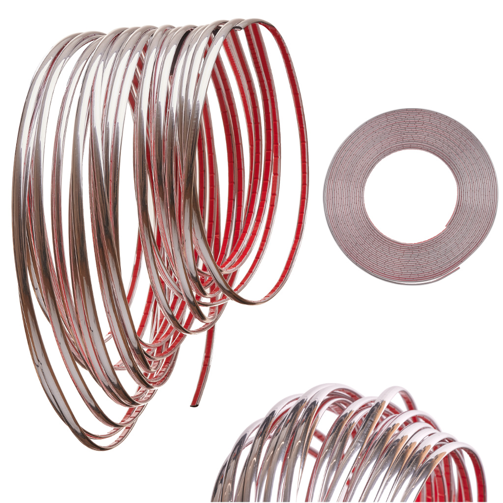 KX9753_2 Listwa chromowana ozdobna samoprzylepna do samochodu 10 Chrómový dekoračný samolepiaci pásik do auta 6 mm x 15 m – Obrázok 1