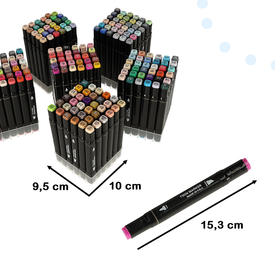 Markery-dwustronne-alkoholowe-w-etui-204-podstawka-134141 Obojstranné alkoholové fixky v puzdre 204 + stojan – Obrázok 1