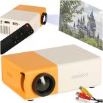 Mini projektor prenosný projektor pre deti LED TFT LCD 1920x1080 24-60" USB HDMI 12V žlto-biely – Obrázok 10