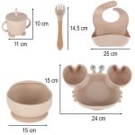 Silikónové detské riady baby crab sada 9 kusov béžová – Obrázok 10