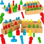 Montessori drevené valcové závažia farebné