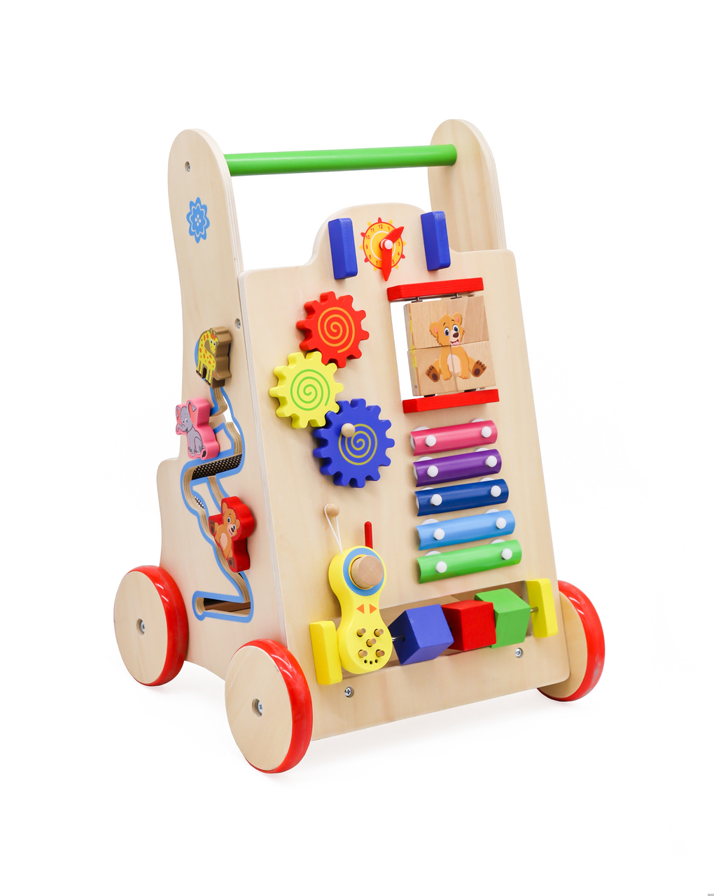 Pchacz-chodzik-drewniany-kostka-edukacyjna-6w1-840592 Drevená vzdelávacia kocka 6v1 pre kočík – Obrázok 1