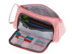 Školský peračník s dvojitým vreckom vanity case ružový – Obrázok 7