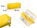 Školský peračník trojité vrecúško vanity prípad 3v1 žltá – Obrázok 5