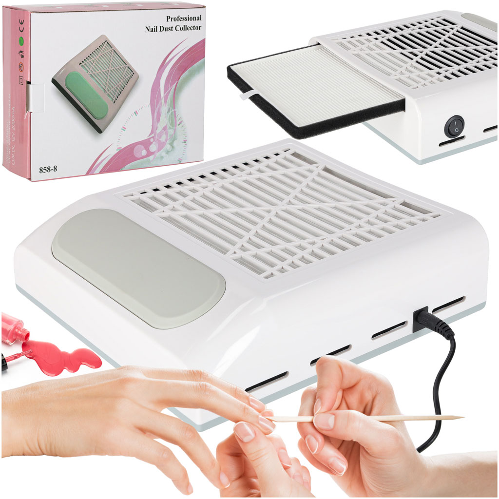 Pochlaniacz-pylu-do-paznokci-manicure-80W-filtr-kasetowy-bezworkowy-176750 Zberač prachu z manikúry na nechty 80W bezvreckový kazetový filter – Obrázok 1