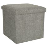 Skladací puf s úložným priestorom sivý 38x38x38cm – Obrázok 4