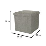 Skladací puf s úložným priestorom sivý 38x38x38cm – Obrázok 5