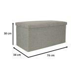 Skladací puf s úložným priestorom sivý veľký 76x38x38cm – Obrázok 6
