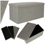 Skladací puf s úložným priestorom sivý veľký 76x38x38cm – Obrázok 7