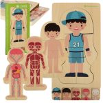 Drevené vrstvené puzzle montessori body building chlapec