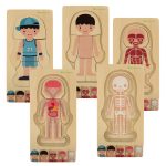 Drevené vrstvené puzzle montessori body building chlapec – Obrázok 5