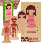 Drevené vrstvené puzzle body building montessori dievča