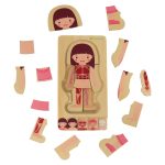 Drevené vrstvené puzzle body building montessori dievča – Obrázok 4