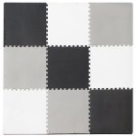 Penové puzzle detská podložka 180x180cm 9 dielov šedo-krémová – Obrázok 3