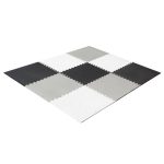 Penové puzzle detská podložka 180x180cm 9 dielov šedo-krémová – Obrázok 4
