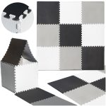 Penové puzzle detská podložka 180x180cm 9 dielov šedo-krémová – Obrázok 14