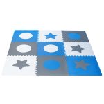 Penová podložka na puzzle pre deti 180x180cm 9 dielov sivomodrá – Obrázok 2