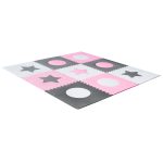 Penová podložka na puzzle pre deti 180x180cm 9 dielov sivo-ružová – Obrázok 3