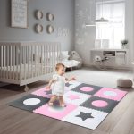 Penová podložka na puzzle pre deti 180x180cm 9 dielov sivo-ružová – Obrázok 4