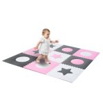 Penová podložka na puzzle pre deti 180x180cm 9 dielov sivo-ružová – Obrázok 5
