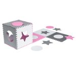 Penová podložka na puzzle pre deti 180x180cm 9 dielov sivo-ružová – Obrázok 10