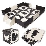Penové puzzle podložka / ohrádka pre deti 25 kusov čierna a biela