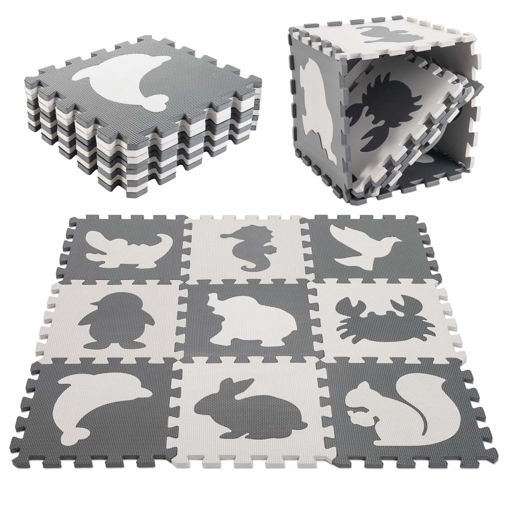 Puzzle-piankowe-mata-dla-dzieci-9-el-czarny-ecru-85cm-x-85cm-x-1cm-1053422 Penová podložka na puzzle pre deti 9 el. čierna-ecru 85cm x 85cm x 1cm – Obrázok 1