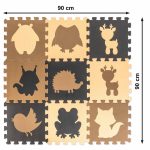 Penová podložka na puzzle pre deti 9el. béžovo-hnedo-čierna 85cm x 85cm x 1cm – Obrázok 6