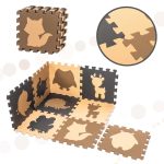 Penová podložka na puzzle pre deti 9el. béžovo-hnedo-čierna 85cm x 85cm x 1cm – Obrázok 8
