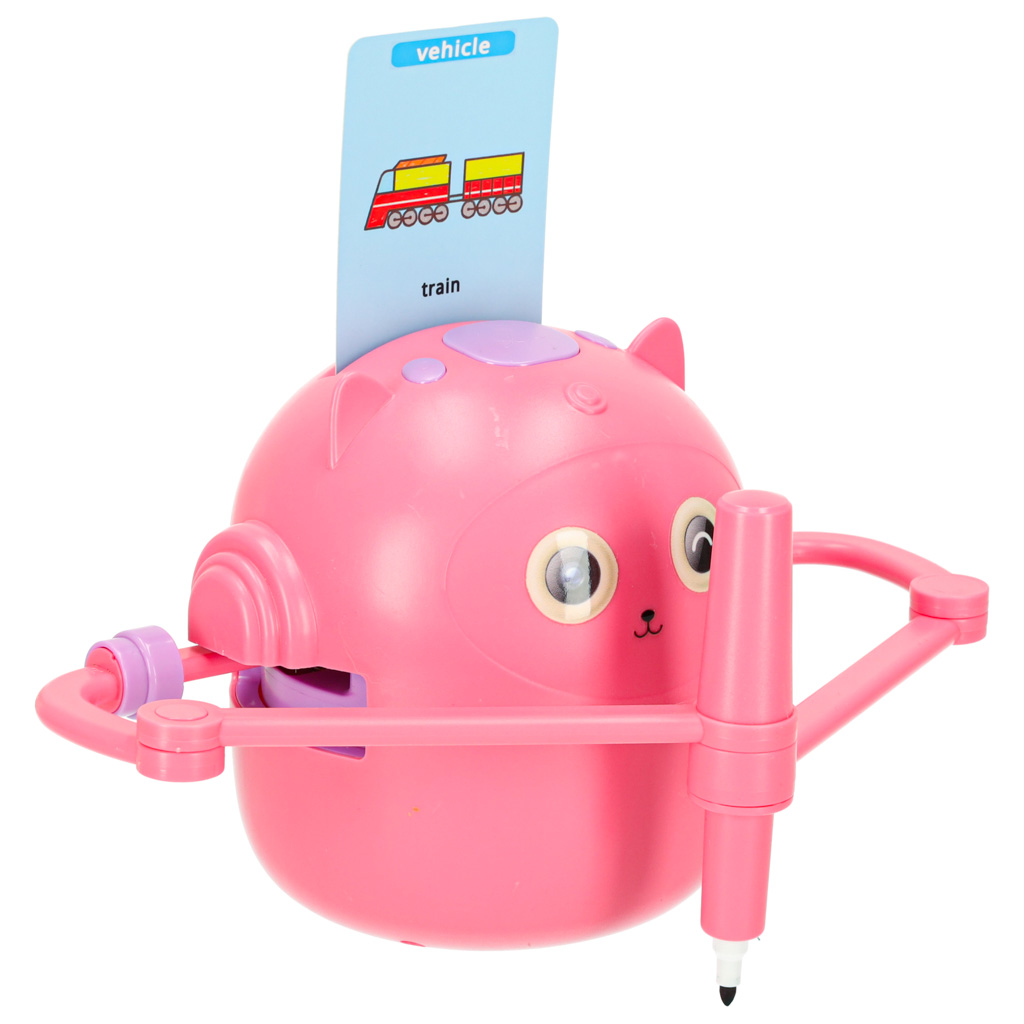 Robot-edukacyjny-interaktywny-nauka-rysowania-pisania-zestaw-fiszki-mazaki-rozowy-170437 Vzdelávací robot interaktívne učenie sa kresliť písanie fólií sada značiek ružová – Obrázok 1